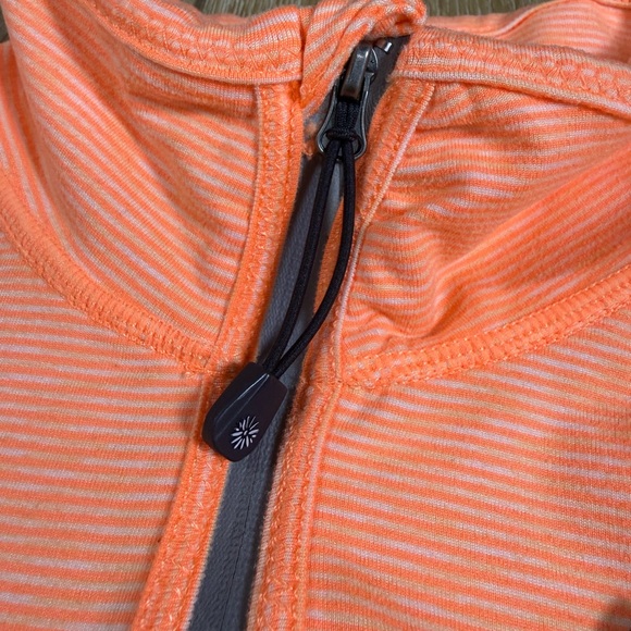 Tangerine Quarter Zip Striped Orange Top Long Sleeve Women’s Medium - Picture 9 of 10